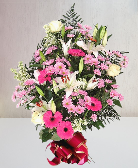 Ramo funerario tonos rosa para tanatorio 1